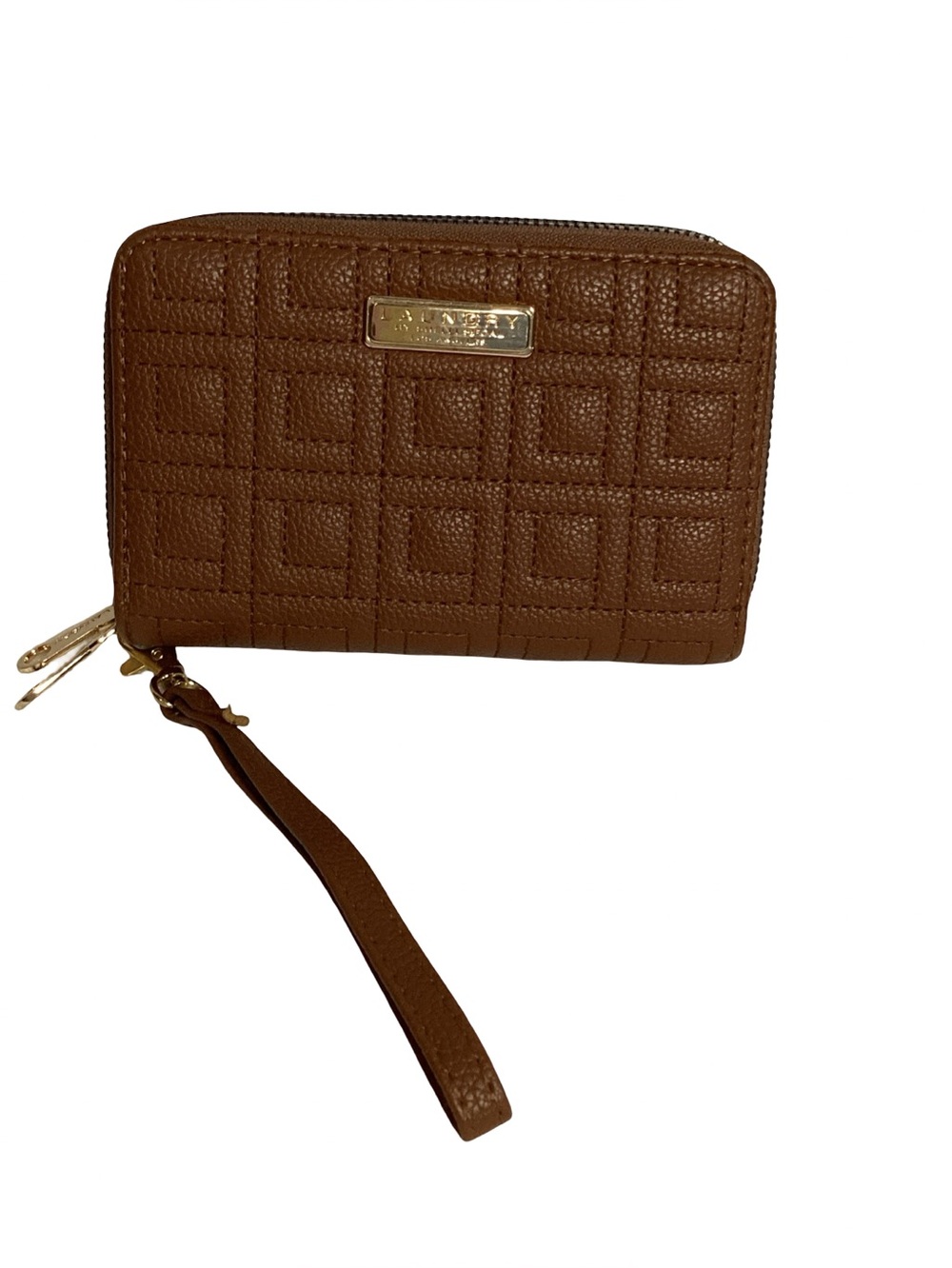 Laundry by Shelli Segal Brown Quilted Double Zip Around Wristlet Wallet NWOT